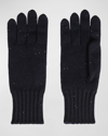 Loro Piana Alpine Baby Cashmere Gloves In Blue Navy
