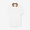Burberry Check-collar White Polo Shirt With Three-button Placket In White