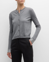 Valentino Strass Embellished Wool Crewneck Cardigan In Gray Charcoal