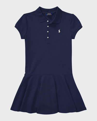 Ralph Lauren Kids' Girl's Mesh Polo Knit Dress In French Navy