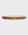 FERRAGAMO LAYERED GANCINI SMOOTH LEATHER BELT