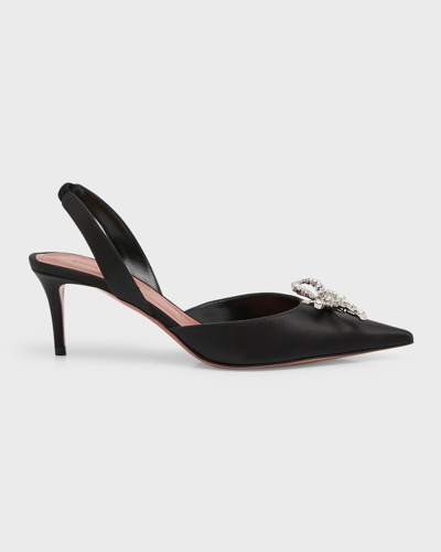 Amina Muaddi Rosie Slingback Satin Pumps In Black