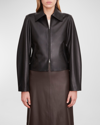 Vince Zip-front Leather Jacket In Black