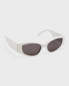 Balenciaga Logo Acetate Cat-eye Sunglasses In Shiny Solid Ivory