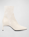 Aquatalia Rowanna Mixed Leather Stiletto Booties In Ivory