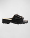Ron White Candra Tort Lug Slide Sandal In Onyx