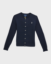 Polo Ralph Lauren Kids' Girl's Cable-knit Ribbed Cardigan In Refined Navy