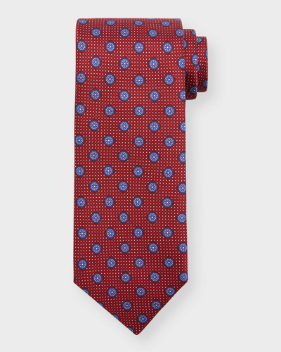 Canali Men's Circle-print Silk Tie In Red