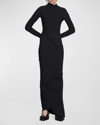 Balenciaga Paneled Ribbed-knit Maxi Dress In 1000 Black
