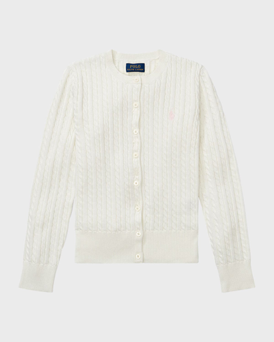 Ralph Lauren Kids' Girl's Mini Cable-knit Cardigan In Warm White