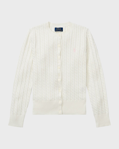 Polo Ralph Lauren Kids' Girl's Mini Cable-knit Cardigan In Warm White