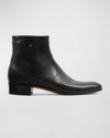 Gucci Men's Adel Gg Leather Ankle Boots In Black