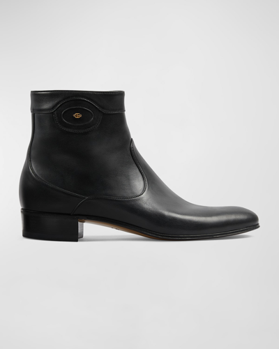 Gucci Adel Leather Ankle Boots In Black