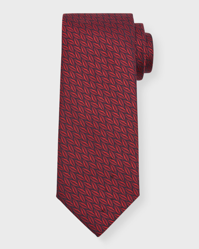 Canali Men's Woven Leaves Silk Tie In Red