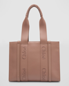 Chloé Woody Medium Leather Tote Bag In Woodrose
