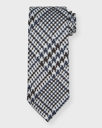Tom Ford Men's Maxi-houndstooth Silk Tie In Multi Blue