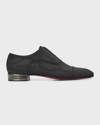 CHRISTIAN LOUBOUTIN MEN'S GREGGYROCKS RED-SOLE SATIN OXFORDS