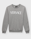 Versace Kids' Logo Cotton Jersey Sweatshirt In Gray