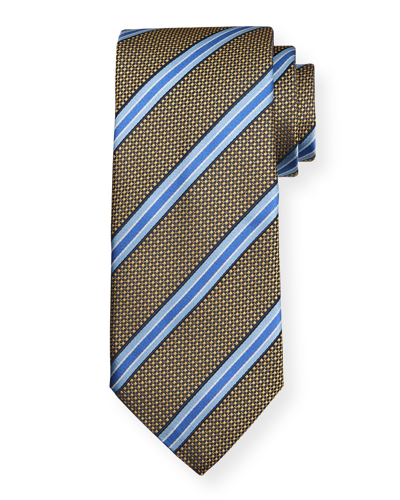 Canali Men's Silk-cotton Stripe Tie In Tan