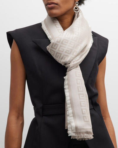 Givenchy All-over Jacquard 4g Silk-wool Shawl In Dust White