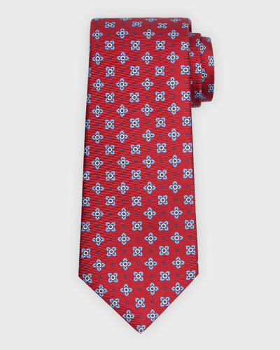 Kiton Men's Floral-print Silk Tie In Red