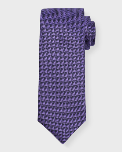 Canali Men's Micro-geometric Silk Tie In Purple