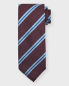 Canali Men's Silk-cotton Stripe Silk Tie In Navy/blue