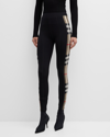 Burberry Womens Black Madden Check-panels Stretch-woven Leggings In Black