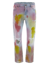 PALM ANGELS LOOSE WASH TIE DYE DENIM PANTS