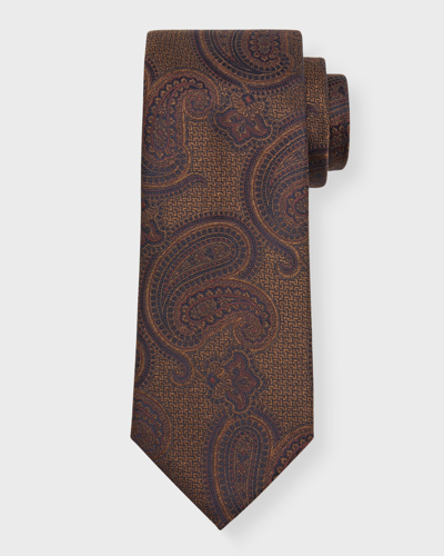 Canali Men's Paisley Jacquard Silk Tie In Tan