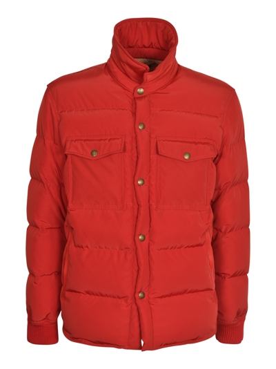 Tom Ford Techno Quilted Down Shirt Jacket In Red