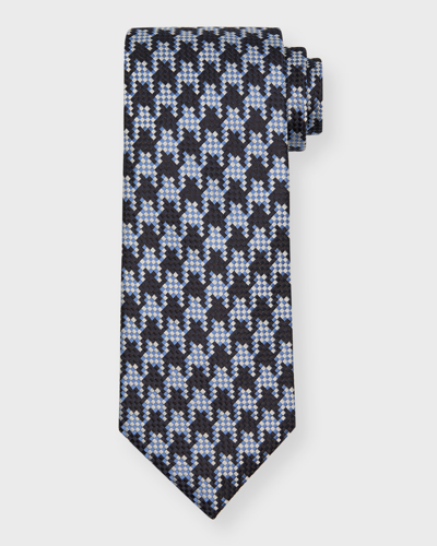 Tom Ford Men's Exploded Houndstooth Silk Tie In Multi Blue