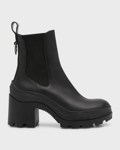 Moncler Envile Calfskin Chelsea Ankle Boots In Nero