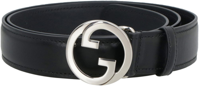 Gucci Gg-buckle Leather Belt In Black
