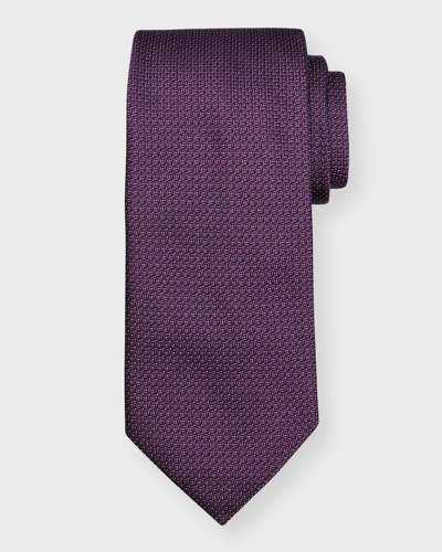 Zegna Men's Micro-geometric Jacquard Silk Tie In Medium Purple