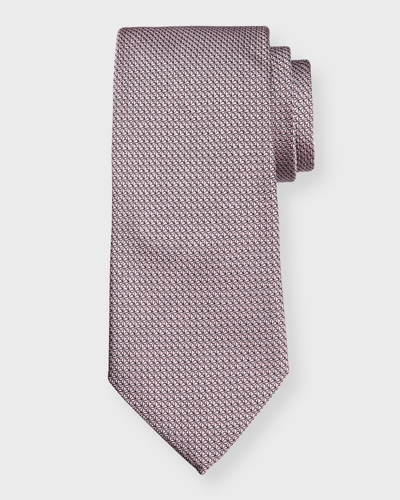 Zegna Men's Geometric Jacquard Silk Tie In Medium Pink Solid