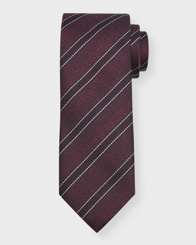 Canali Men's Chevron Stripe Silk Tie In Red