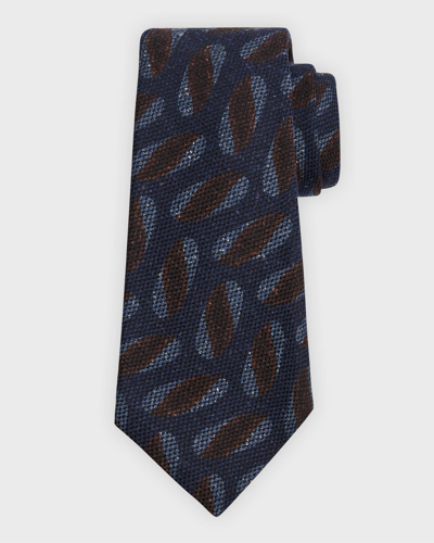 Kiton Men's Geometric-print Silk Tie In Navy