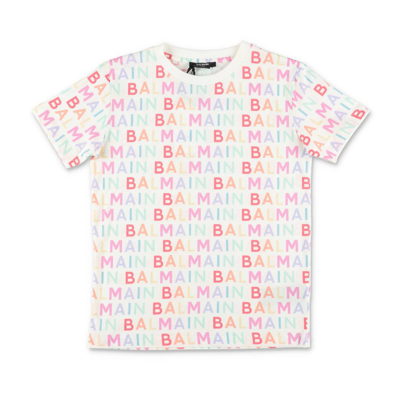 Balmain Kids' Logo Printed Cotton T-shirt In Multi