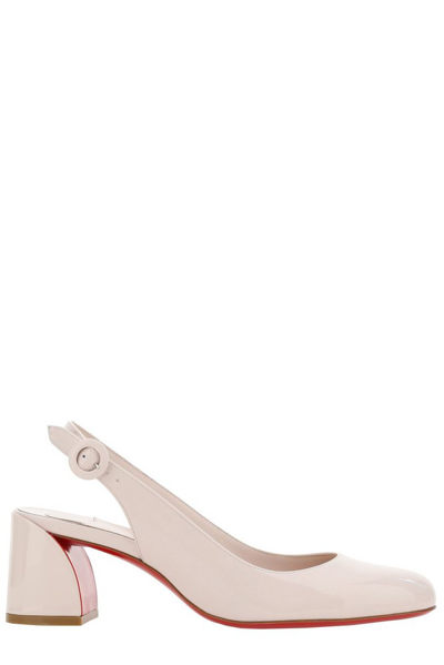 Christian Louboutin So Jane Patent Red Sole Slingback Pumps In Leche