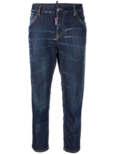 Dsquared2 Cool Girl Cropped Denim Jeans In Blue