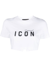 Dsquared2 Icon-print Cropped Cotton T-shirt In White