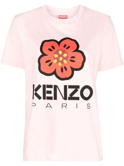 Kenzo Short-sleeve Graphic Logo T-shirt In Faded Pink