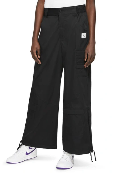 Jordan Chicago Wide Leg Cargo Trousers In Black