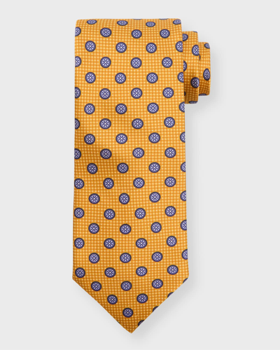 Canali Men's Circle-print Silk Tie In Yellow
