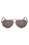 Tom Ford Marcus 60mm Gradient Pilot Sunglasses In Shiny Light Brown / Smoke