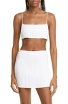 Alexander Wang Crystal-embellished Ribbed-knit Mini Skirt In 100 White