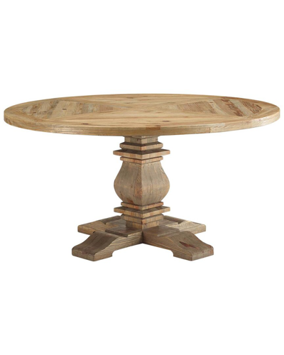 Modway Column 59in Round Pine Wood Dining Table In Brown