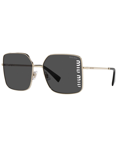 Miu Miu Square Sunglasses, 60mm In Gold