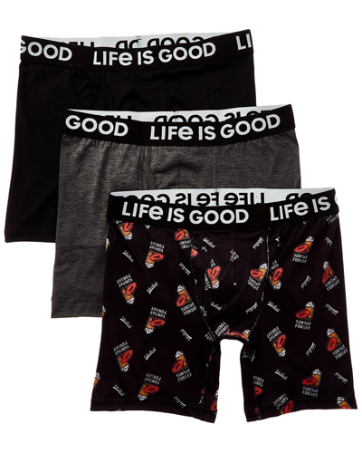 Life Is Good 3pk Super Soft Boxer Brief In Black